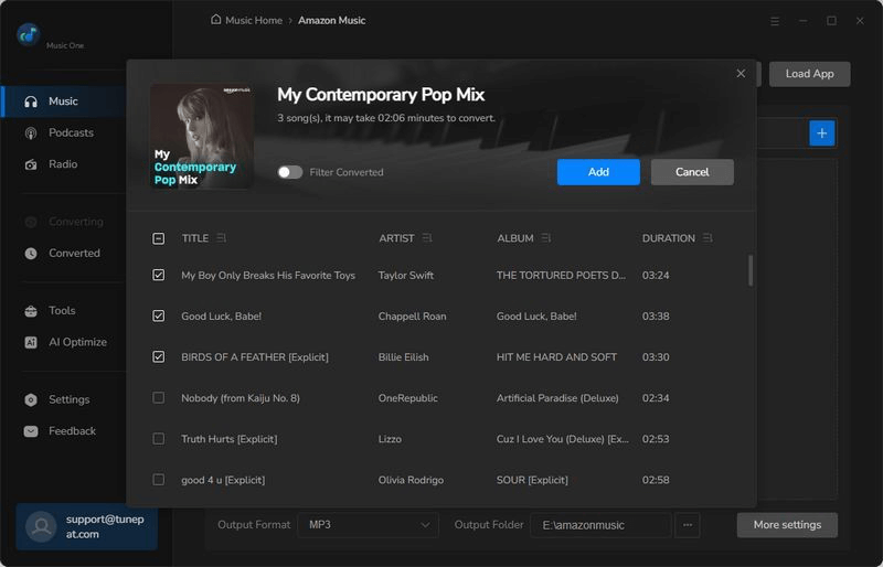 choose the songs to download